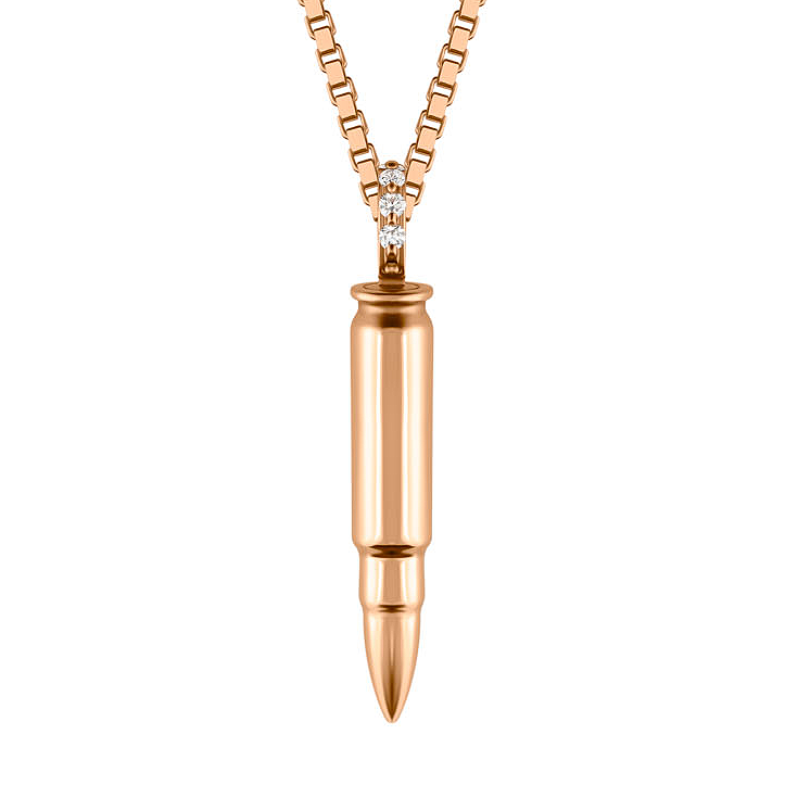 Diamond Gold Bullet Chain Necklace Yellow Gold Diamond Pendant