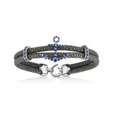 B488 Sterling Silver Anchor Adorned with Blue Sapphires