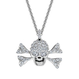 StingHD Spectre Elegance: Diamond-Adorned 18K White Gold Skull Necklace