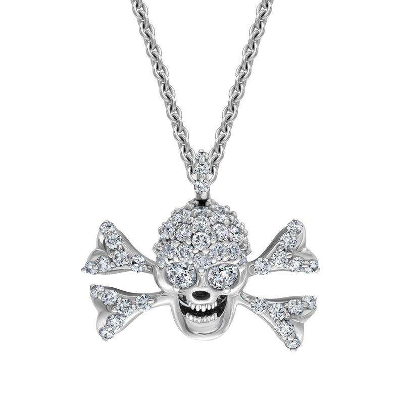 Young Teen Skull Necklace Black&White Diamonds Sterling Silver | Kay Outlet