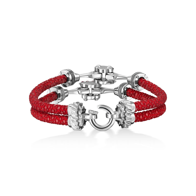 StingHD Red Lustrous Silver Racing Piston with Fiery Red Rubies