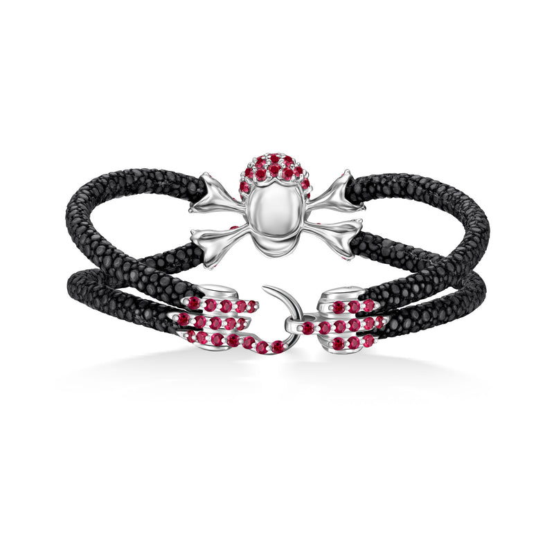 B477 StingHD Silver covered in Rubies with Diamond Eyes and Ruby Clasp