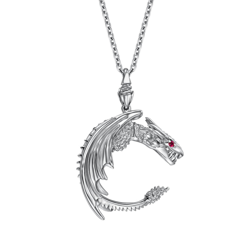 StingHD Dragon's Gaze Pendant: Silver Elegance with a Fiery Soul
