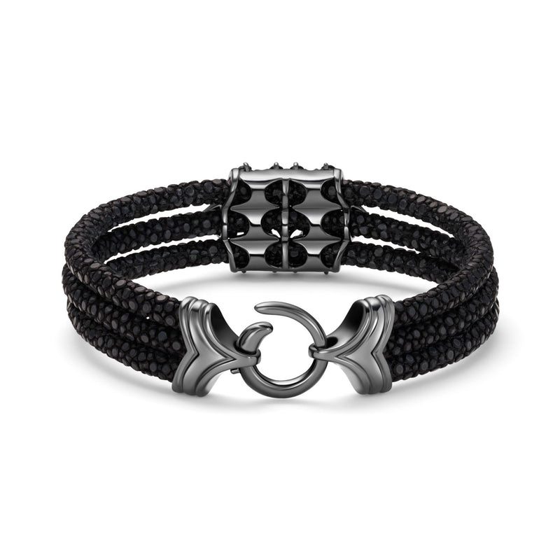 B451 Black Diamond & Stingray Leather Bracelet