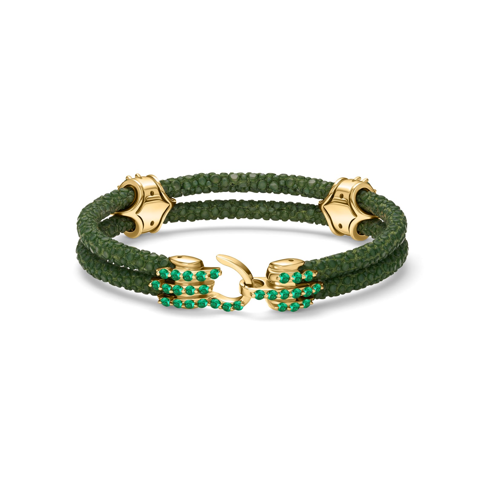 B441 - Yellow Gold with Emerald Clusters and Emerald Clasp – StingHD