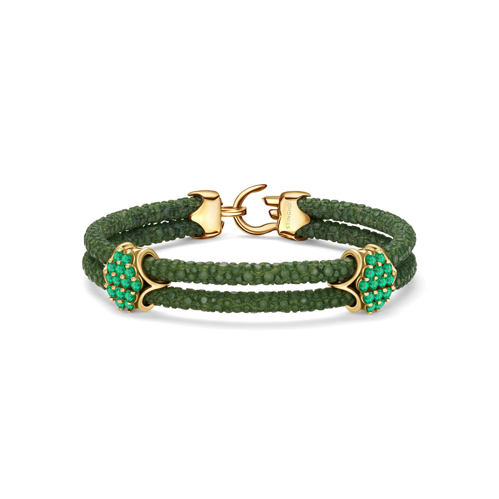 B441 - Yellow Gold with Emerald Clusters and Emerald Clasp – StingHD