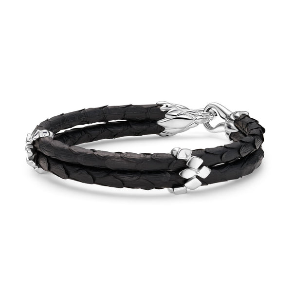 B445P Silver & Black Python Dragon Bracelet