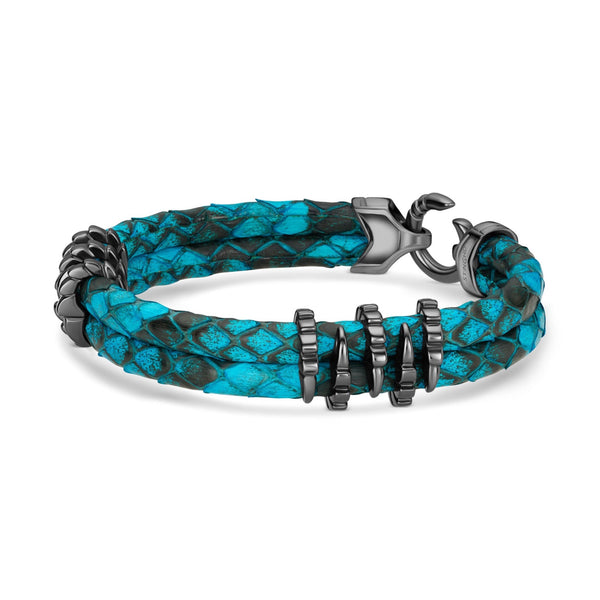 B453P Black Platinum & Turquoise Python Bracelet – StingHD