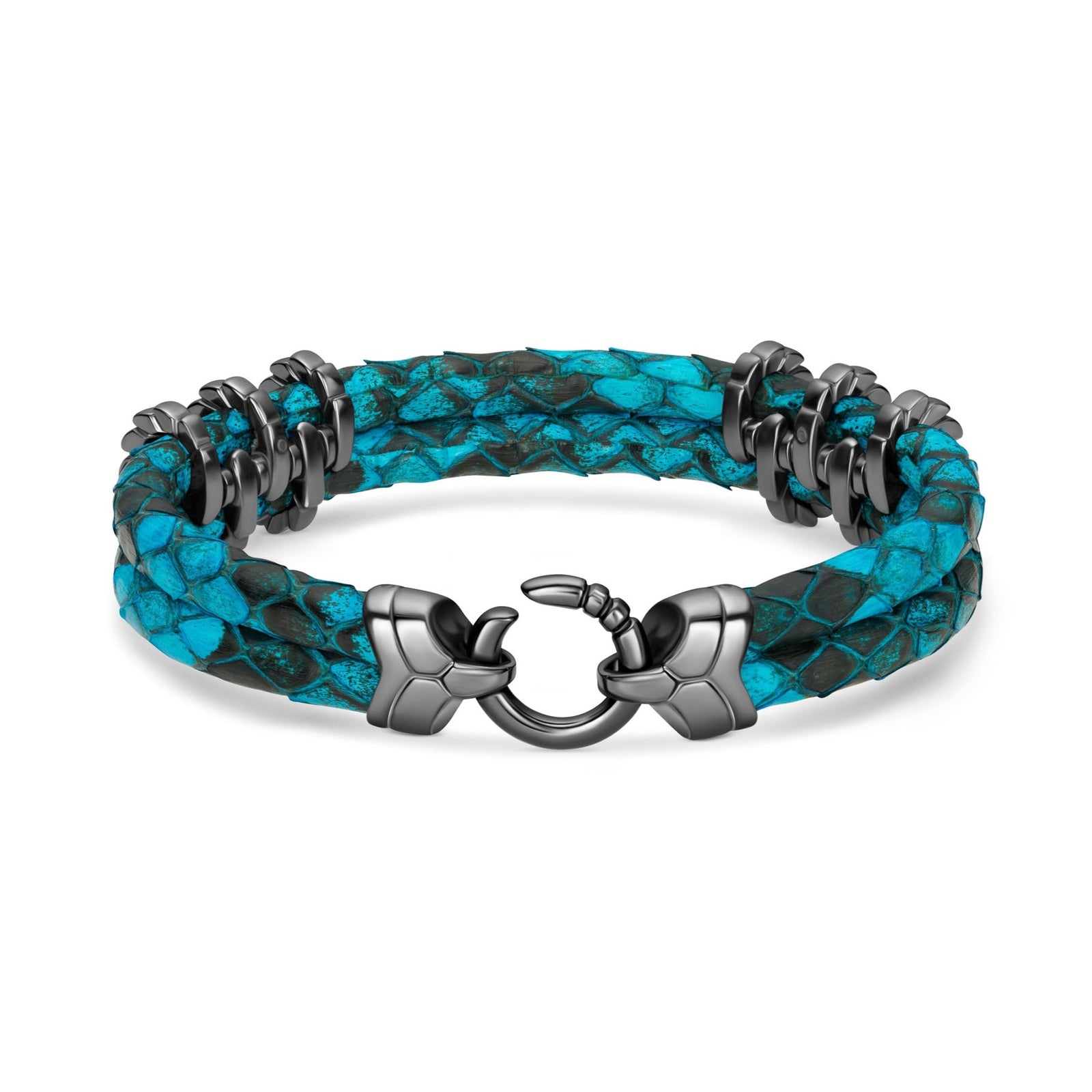 B453P Black Platinum & Turquoise Python Bracelet – StingHD