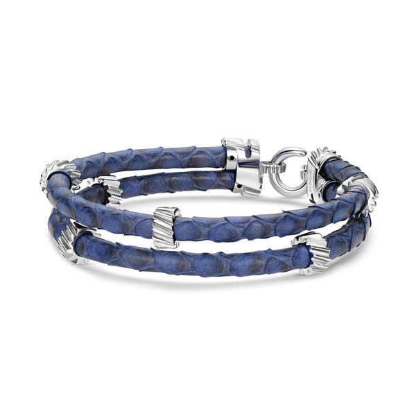 B497P Silver & Blue Python Gear Bracelet