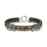 B453P Black Diamonds & Silver on Grey Python Bracelet