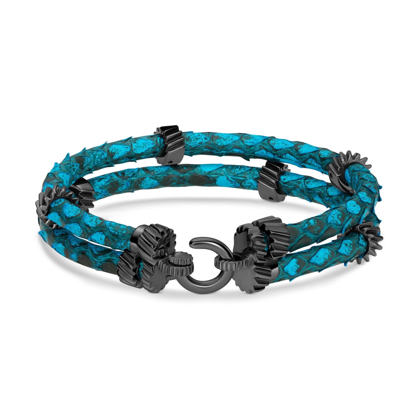 Bracelet double tour en cuir de veau Noir Bracelet double tour en cuir de veau Noir