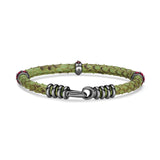 B425P Black Platinum & Ruby Green Python Bracelet