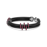 B453 Black Platinum & Ruby Claw Wrapped Rubber Bracelet