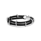 B476 Pure Silver & White Diamond Rubber Bracelet