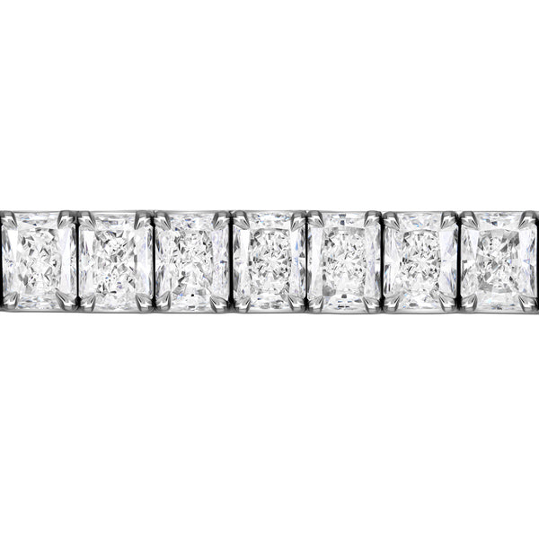 Noble Platinum Elongated Radiant-Cut White Diamond Tennis Bracelet
