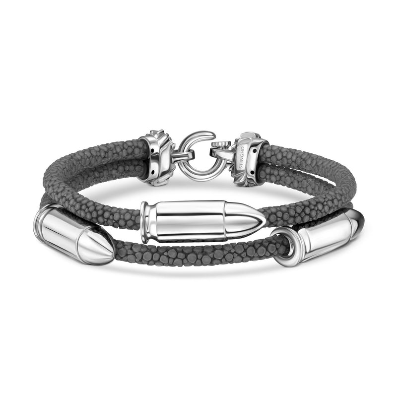 B515 StingHD Silver Bullet & Stingray Leather Bracelet