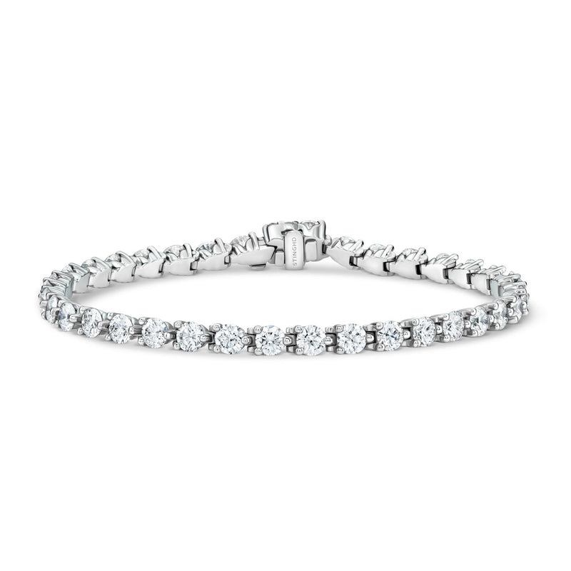 Noble Platinum Round-Cut White Diamond Tennis Bracelet