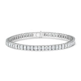 Noble Platinum Emerald-Cut White Diamond Tennis Bracelet