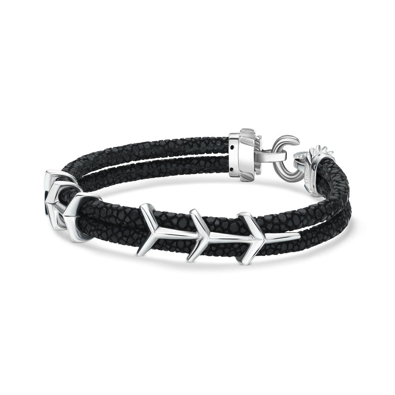 B518 StingHD Racing-Inspired Silver & Stingray Bracelet