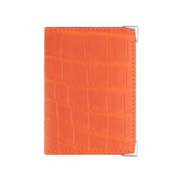 StingHD Orange Crocodile Leather Wallet with Silver Accents