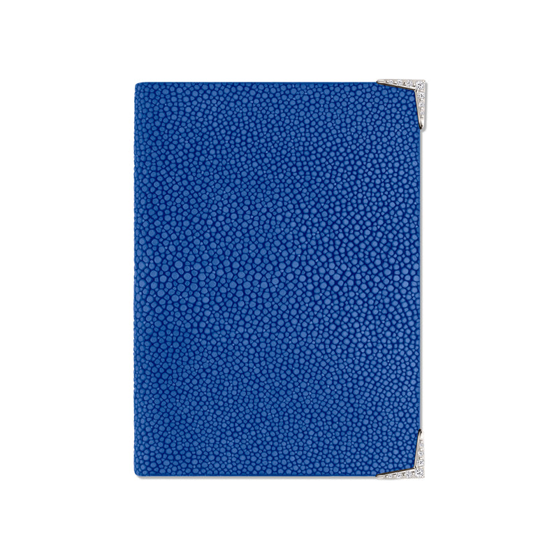 StingHD Diamond-Encrusted White Gold & Blue Stingray Leather Wallet