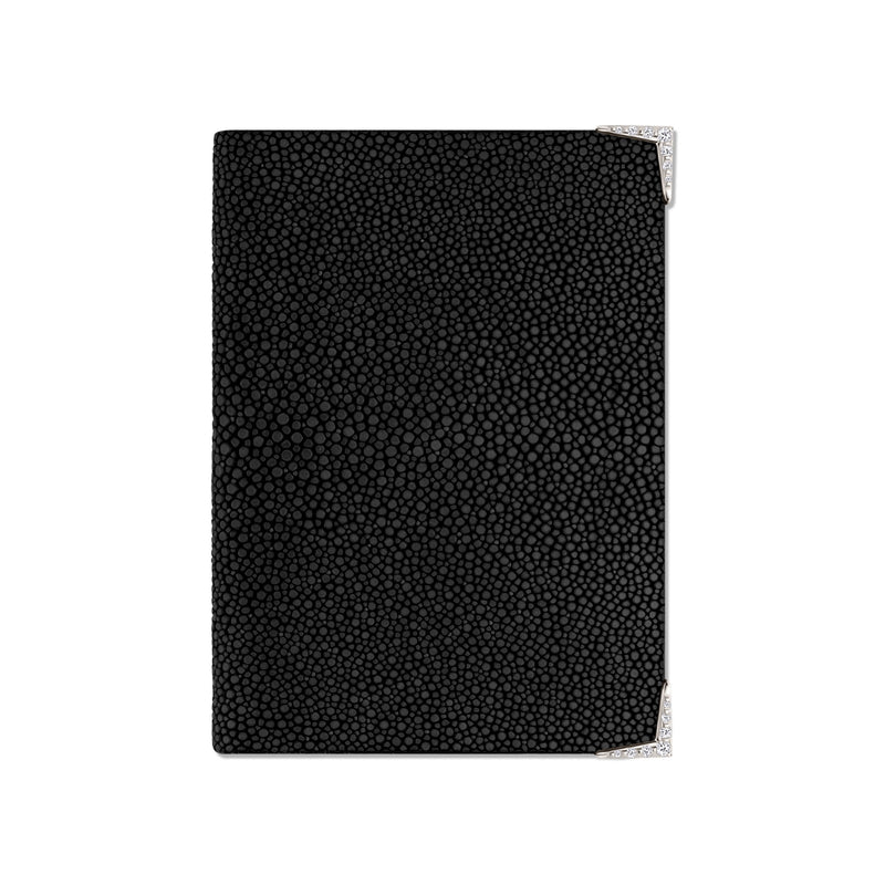 StingHD Diamond-Encrusted White Gold & Black Stingray Leather Wallet