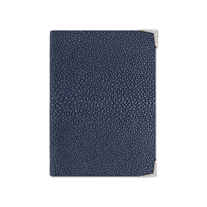 StingHD Diamond-Encrusted White Gold & Navy Blue Stingray Leather Wallet