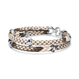 B425 Silver White Diamonds Blue Sapphire on Python