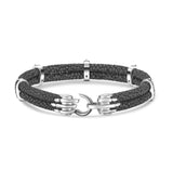 B452 | Five-Bar Bracelet in Silver, Black Diamond, and Grey Stingray