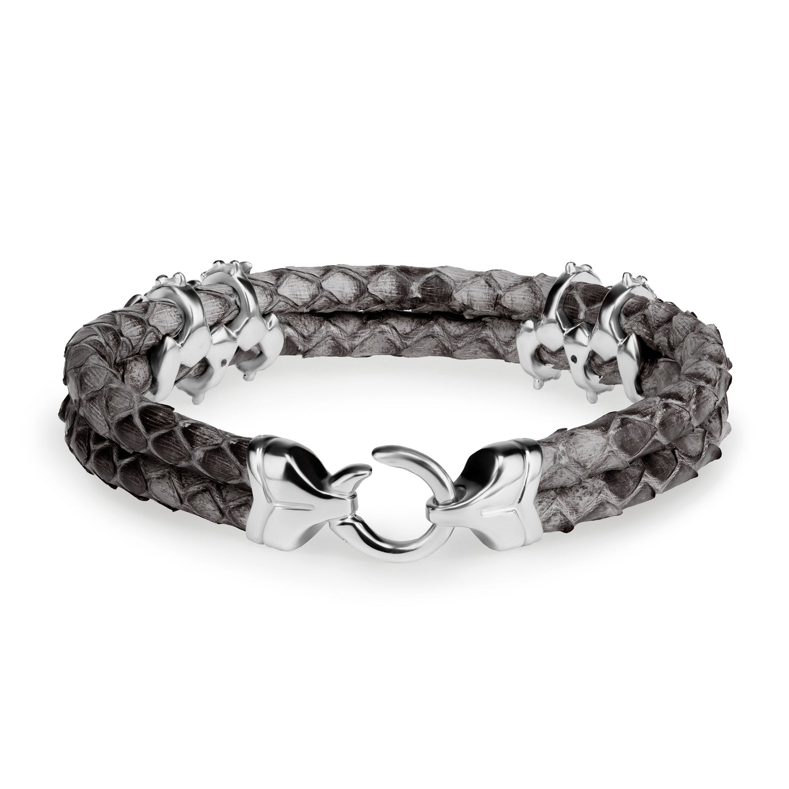 B453P White Gold & Diamond Grey Python Bracelet – StingHD