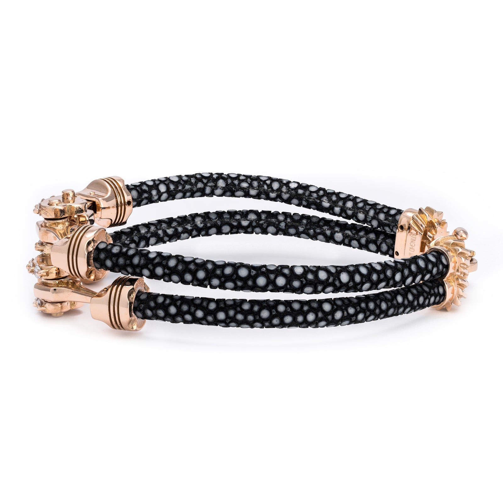 B509 Polished Black Stingray with Diamond-Encrusted Rose Gold